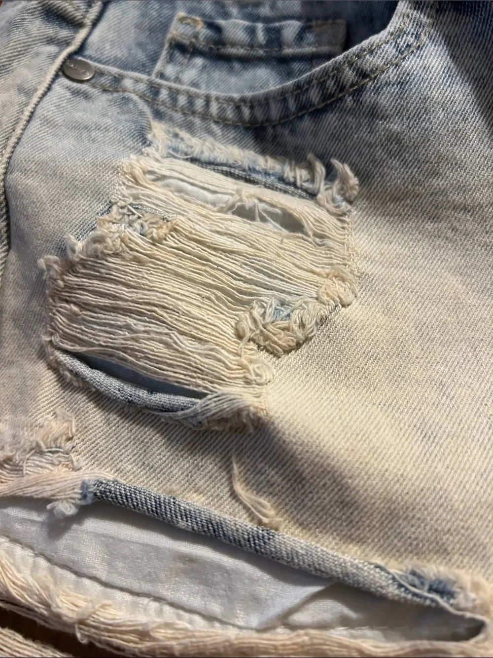 Nature Denim High-Rise Distressed Blue Ombre Denim Shorts